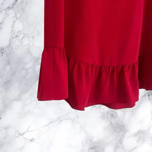 NWT - Amanda Uprichard Red Ruffle Shift Dress Size: L - Picture 5 of 8